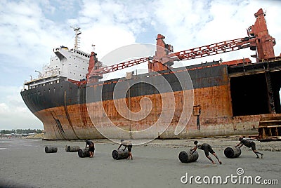 Ship breaking in Bangladesh Editorial Stock Photo